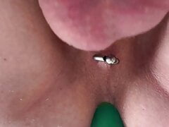 closeup anal rainbow dildo in chastity