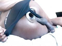 Sloopy black dude has a dildo stretching him wide