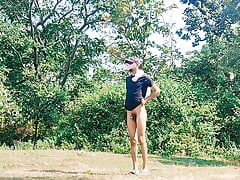 Indian Desi gay boy masterbating in forest outdoor