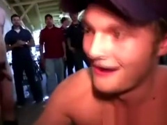 Fraternity pledge gets cumshot initiation