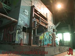 Chained up gay spanked and flogged and fucked in boiler building