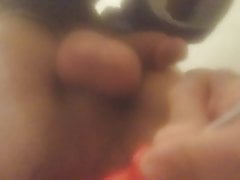 gay man inserting a screwdriver into his anal