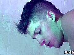 bulky otter analed in the shower