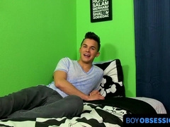 BoyObsession.com - Lad Andy Taylor plunges fake penis and jerks off until jizzing stiff