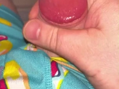 Femboy's tiny beef whistle cascades precum before shooting his explosion