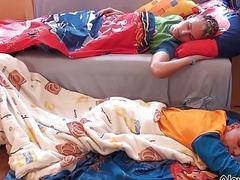 Two young twinks have a sleep over party
