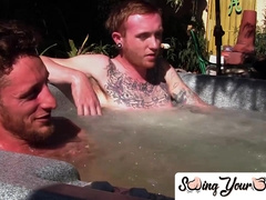 SwingYourBalls.com - Inked ginger homo enjoys jacuzzi then jack off with his lover