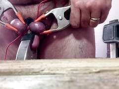 Upside down purple balls and clamped