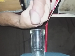 Milking A Weeks Worth Of Cum Into A Shotglass, Huge Load!