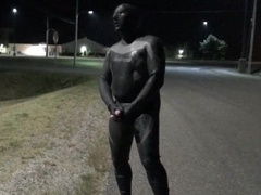 doubled cocked hooded wetsuited stud jacking off outside