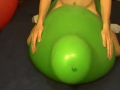 Big green balloon riding humping cum 13