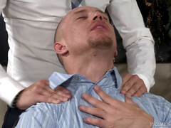 Bent over desk, gay office sex, desk fuck