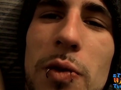 Tattooed Thug Chain Wanks all the way until he Blows A Load Firm