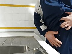 Desperate pissing in the kitchen