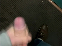 Tugging off and nutting in a public ELEVATOR! I can be seen at any moment!