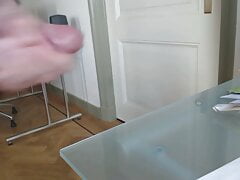 Grandpa cum on table
