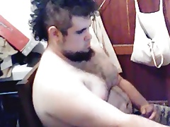 Chubby cub wanking and cumming