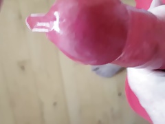 Jerking whit Christmas condom