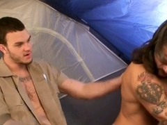 Inked studs Cliff Jensen and Reid Thrasher enjoy some intense ass pounding