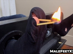 MaleFeetXXX.com - Drew Harper locked up and subjected to a furry man's sizzling sole