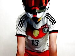 Young gearhead jerk-off in mxhelmet and nike sneakers