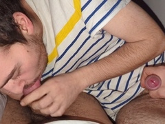 Blowjob action before getting on the couch in a new gay cumshot compilation