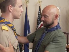 Tarzan Top explores buttfucking with twink Adam Snow during scout days