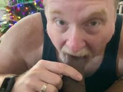 Choking on ebony cock