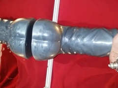 Prostate milking with HUGE dildo in Chastity till orgasm