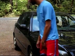 Big-Cock Hunk Jerks Off Outdoors