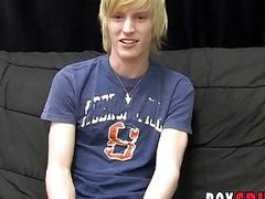 Cute twink cums hard after interview