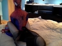 pantyhose cock sheathed villain humps spiderman