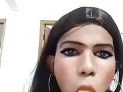 Indian Crossdresser love banana