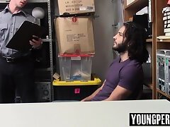 Security guard picked up a handsome long haired punk