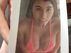 Cum tribute for a bikini slut on her knees