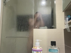 latino showers and uses his plaything
