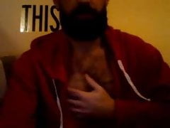 Hot Hairy Bearded French Man in Hoodie Cums on Cam