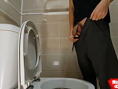 Boy pissing with uncircumcised cock and big balls