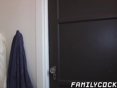Bathroom gay sex with stepdad and his twink son after shower