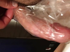 Cumshot Closeup in Plastic Bag