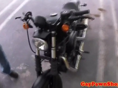 Straight Biker Guy Cocksucks Broker For Cash