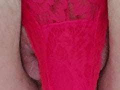 Red panty and pee