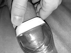 Collecting cum - milking mans cock