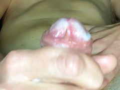 Cock jerking with big cumshot at the end