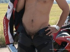 Jan Reznyk stroking his cock outdoors