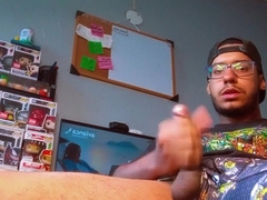 Spunk gamer in the office flashing his rump and packing it with man-cream