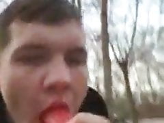 Twink strips out in the woods