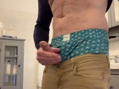 Gay guy enjoying solo play in jeans