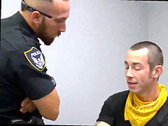 bare endowed cops in the locker room and mature police gay fuckfest vid