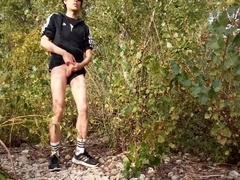 Cute Twink Jon Arteen Wears Black Adidas Outfit, Shows His Underwear, Walks Freeballing, Jerking Off Throught His Short Shorts, Cumming Outdoor 8 Min